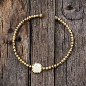 Vintage copper beaded bracelet with medallion! ✨ 📿 #Bracelet #Jewelry #Copper #